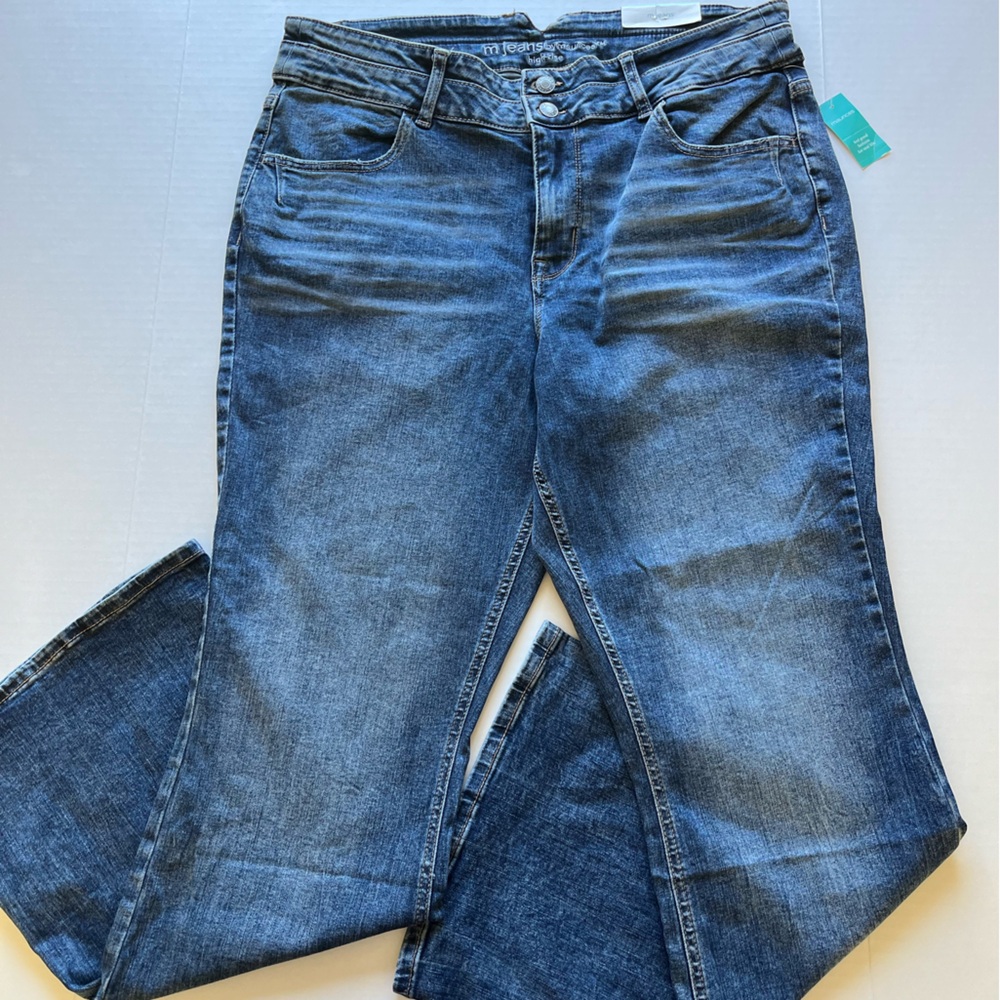 m jeans by maurices Flare High Rise Double Button Denim Jeans 18W - Picture 2 of 15
